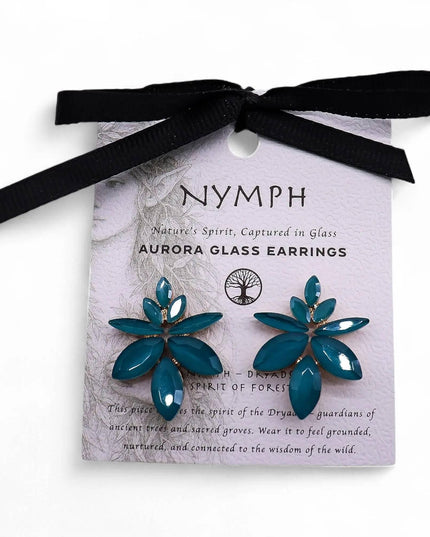 Teal Green - Vintage Glass - Flowers - Earrings - Bee my Gift