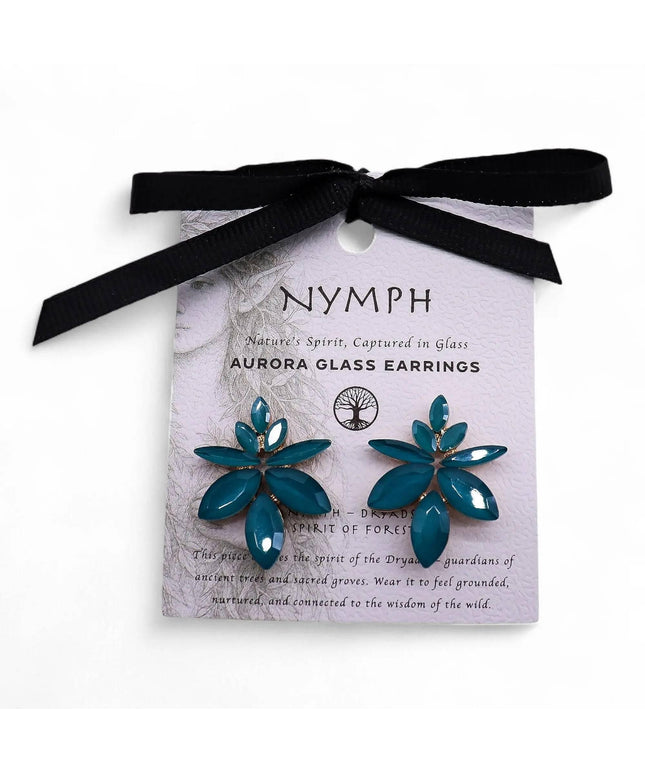 Teal Green - Vintage Glass - Flowers - Earrings - Bee my Gift