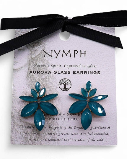 Teal Green - Vintage Glass - Flowers - Earrings - Bee my Gift