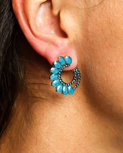 Teal Green - Vintage Glass - Loop - Earrings - Bee my Gift