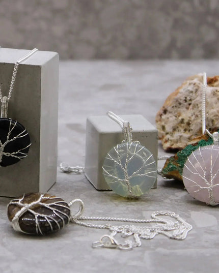 Tree of Life Gemstone Necklace - Black Onyx - Bee my Gift