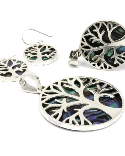 Tree of Life Silver Earrings 15mm - Abalone - Bee my Gift