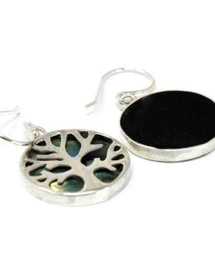 Tree of Life Silver Earrings 15mm - Abalone - Bee my Gift
