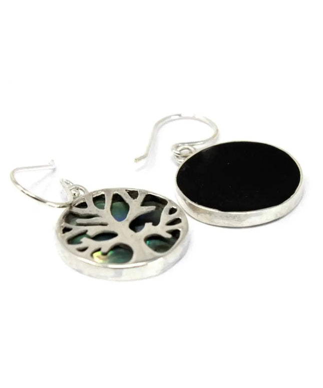Tree of Life Silver Earrings 15mm - Abalone - Bee my Gift