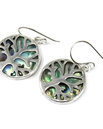 Tree of Life Silver Earrings 15mm - Abalone - Bee my Gift