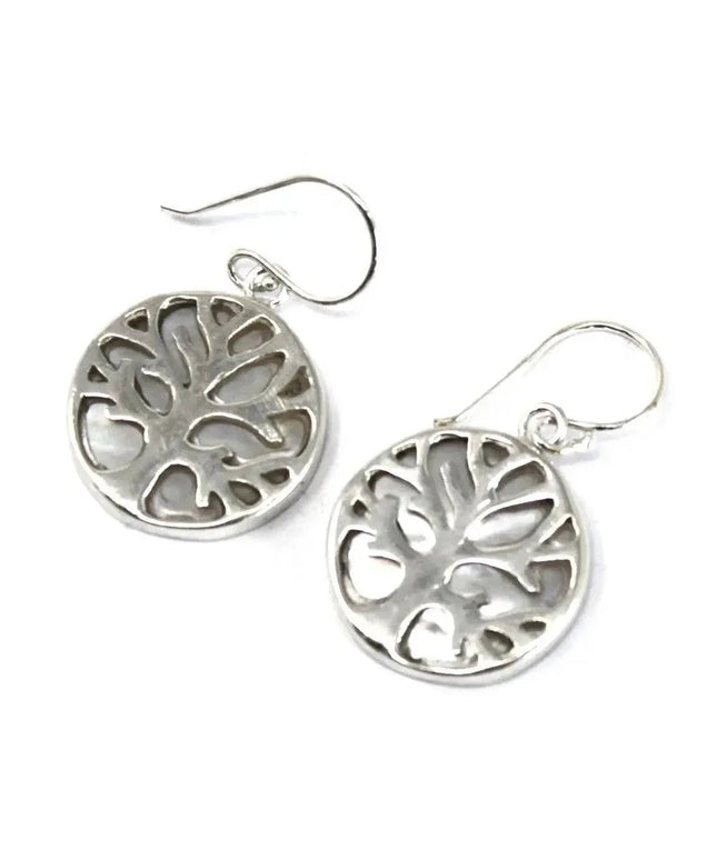 Tree of Life Silver Earrings 15mm - Mother of Pearl - Bee my Gift