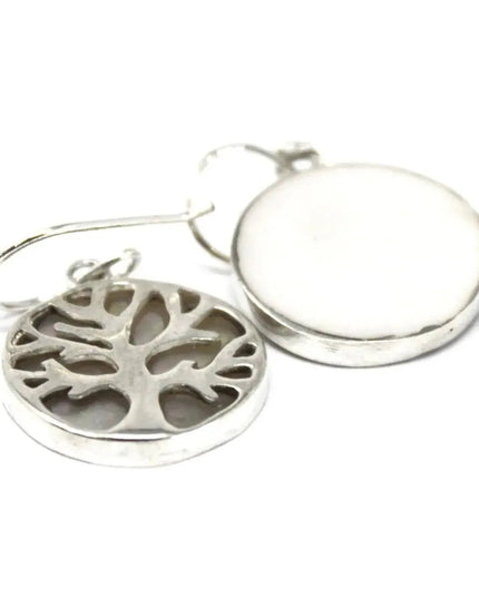 Tree of Life Silver Earrings 15mm - Mother of Pearl - Bee my Gift