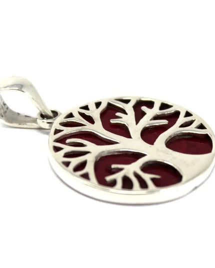 Tree of Life Silver Pendent 22mm - Coral Effect - Bee my Gift