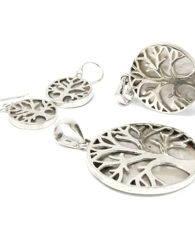Tree of Life Silver Pendent 22mm - Mother of Pearl - Bee my Gift