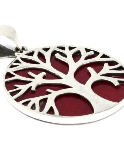 Tree of Life Silver Pendent 30mm - Coral Effect - Bee my Gift