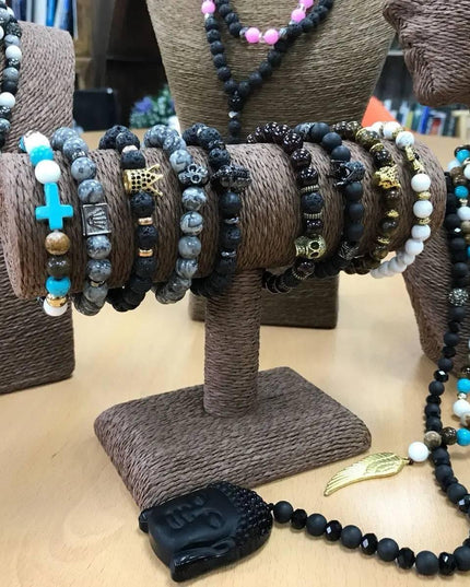 Turquoise Cross / Royal Beads - Gemstone Bracelet - Bee my Gift