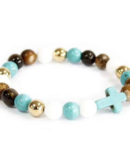 Turquoise Cross / Royal Beads - Gemstone Bracelet - Bee my Gift