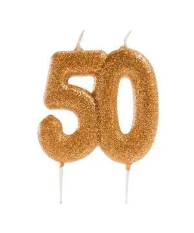 Velas 50 aniversario purpurina 8 cm by deKora - Bee my Gift