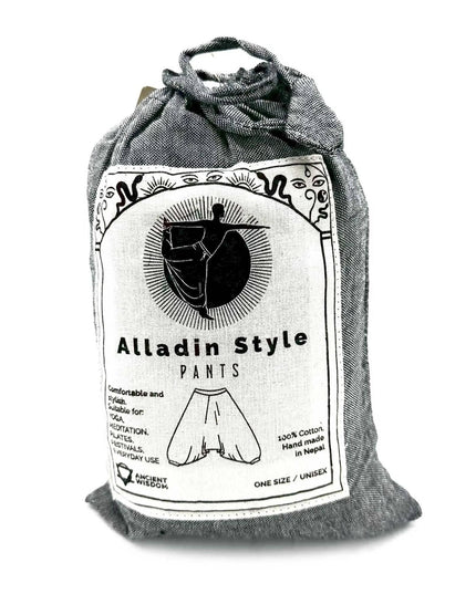 Yoga and Festival Pants - Aladdin Himalayan Print on Grey - Bee my Gift