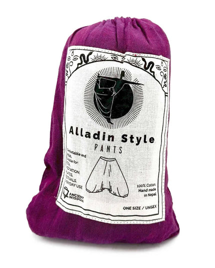 Yoga and Festival Pants - Aladdin Himalayan Print on Purple - Bee my Gift