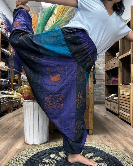 Yoga and Festival Pants - Aladdin Himalayan Print on Purple - Bee my Gift