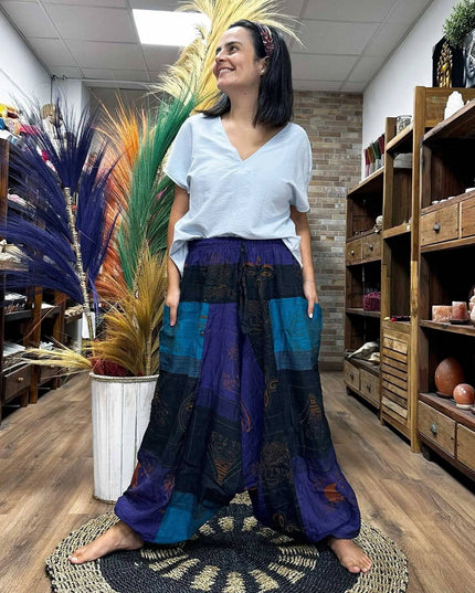 Yoga and Festival Pants - Aladdin Himalayan Print on Purple - Bee my Gift